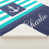 Personalisiertes modernes türkisfarbenes Ankerdesi Sherpadecke (3/4)