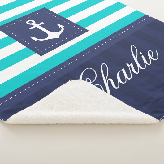 Personalisiertes modernes türkisfarbenes Ankerdesi Sherpadecke (3/4)