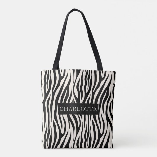Personalisiertes modernes Zebra Safari Tiermuster Tasche (Rückseite)
