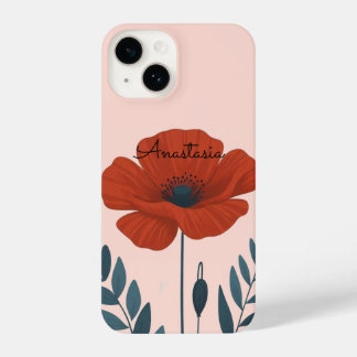 Personalisiertes Mohnblumen-Gehäuse iPhone 14 Hülle
