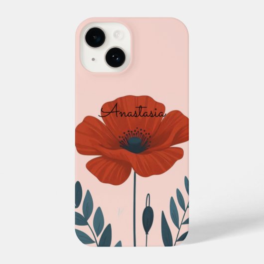 Personalisiertes Mohnblumen-Gehäuse iPhone Hülle (Rückseite)