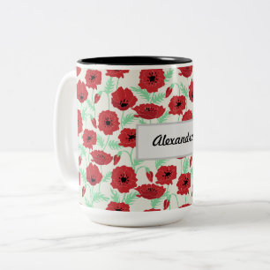 Personalisiertes Mohndesign Zweifarbige Tasse