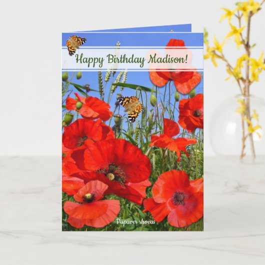 Personalisiertes Mohnfeld zum Geburtstag Karte (Gelbe Blume)