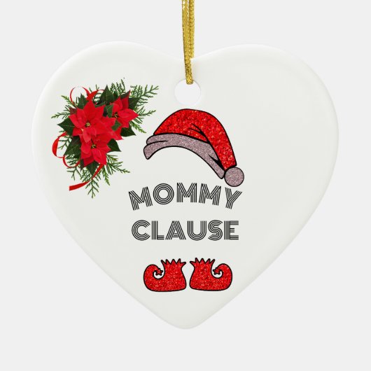 Personalisiertes Mommy Clause Blumenherz geformt Keramik Ornament (Vorne)