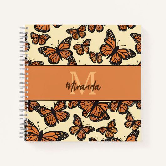 Personalisiertes Monarch Butterfly Monogram Sketch Notizblock (Vorderseite)