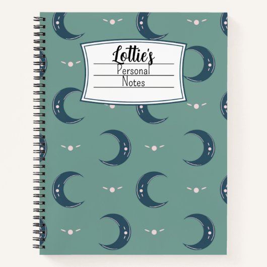 Personalisiertes Mond-Muster Spiral-Notizbuch 21,5 Notizblock (Vorderseite)