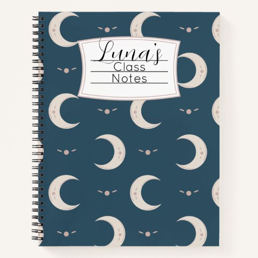 Personalisiertes Mond-Muster Spiralblock 21,59 x 2 Notizblock (Vorderseite)