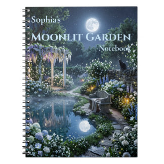 Personalisiertes mondbeschienenes Gartenspiralheft Notizblock