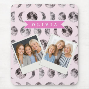 Personalisiertes Mondphase-Himmelsgeschenk in Rosa Mousepad