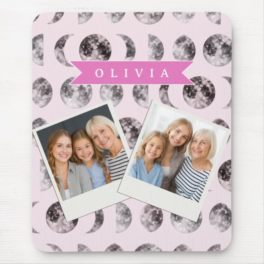 Personalisiertes Mondphase-Himmelsgeschenk in Rosa Mousepad (Vorne)