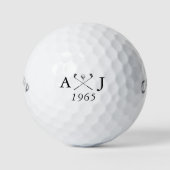 Personalisiertes Mongram-Hochzeitstag Golfball (Vorderseite)