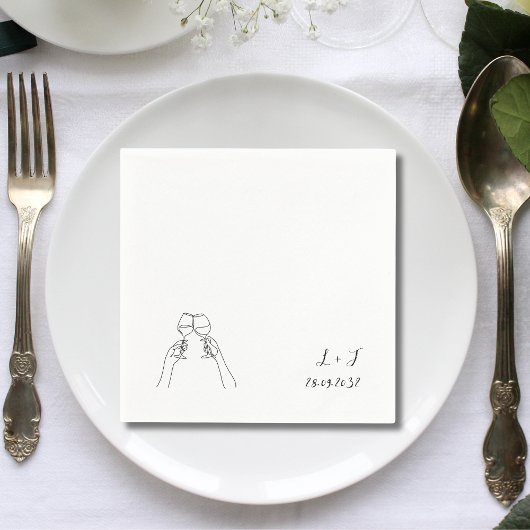 Personalisiertes Mongram Wine Glass Wedding Paper Serviette