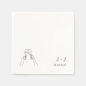 Personalisiertes Mongram Wine Glass Wedding Paper Serviette (Vorderseite)