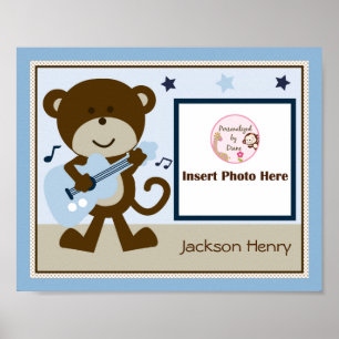 Personalisiertes Monkey Rocker Star Foto Art Poste Poster