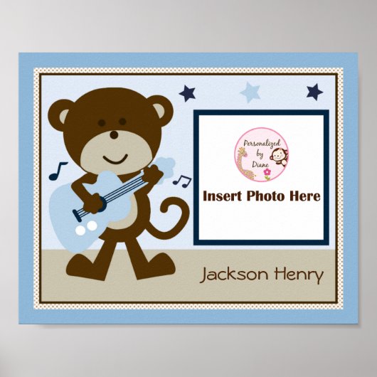 Personalisiertes Monkey Rocker Star Foto Art Poste Poster (Vorne)