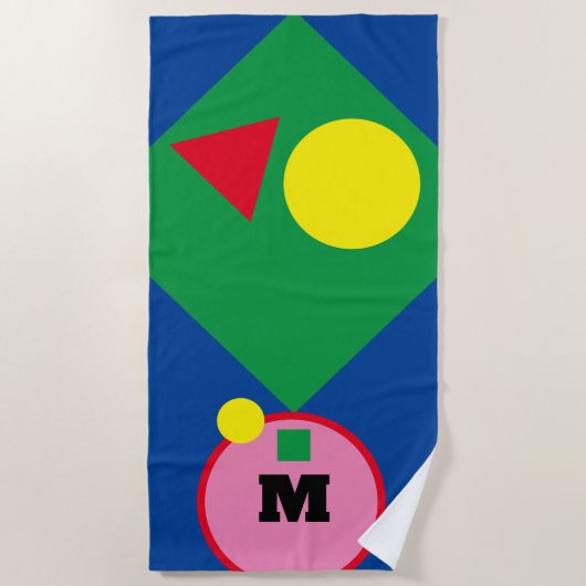 Personalisiertes Monogram Beach Handtuch fett & he (Vorderseite)