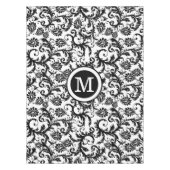 Personalisiertes Monogram Black Damsk Floral Patte Tischdecke (Vorderseite)