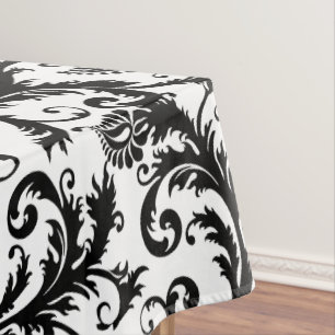 Personalisiertes Monogram Black Damsk Floral Patte Tischdecke