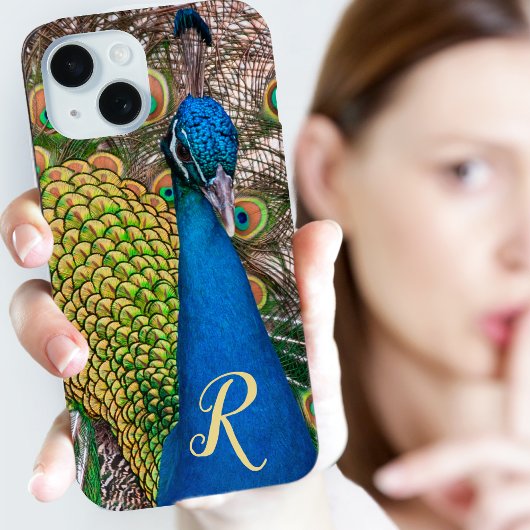 Personalisiertes Monogram Blue Peacock-Foto Case-Mate iPhone Hülle