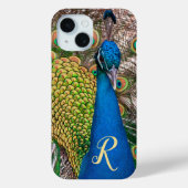 Personalisiertes Monogram Blue Peacock-Foto Case-Mate iPhone Hülle (Rückseite)