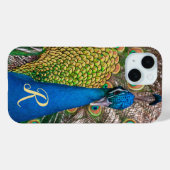 Personalisiertes Monogram Blue Peacock-Foto Case-Mate iPhone Hülle (Rückseite (Horizontal))