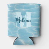 Personalisiertes Monogram Blue Swimming Pool Moder Dosenkühler (Vorderseite)
