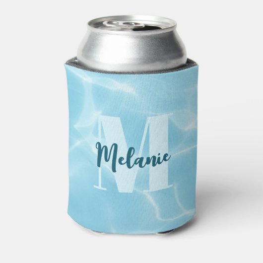 Personalisiertes Monogram Blue Swimming Pool Moder Dosenkühler (Kanne Rückseite)