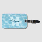 Personalisiertes Monogram Blue Swimming Pool Moder Gepäckanhänger (Vorderseite (Horizontal))