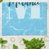 Personalisiertes Monogram Blue Swimming Pool Moder Geschirrtuch (Gefaltet)