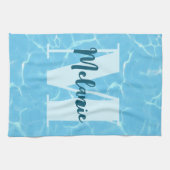 Personalisiertes Monogram Blue Swimming Pool Moder Geschirrtuch (Horizontal)