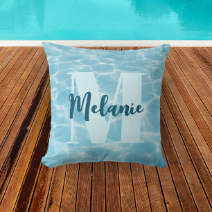 Personalisiertes Monogram Blue Swimming Pool Moder Kissen