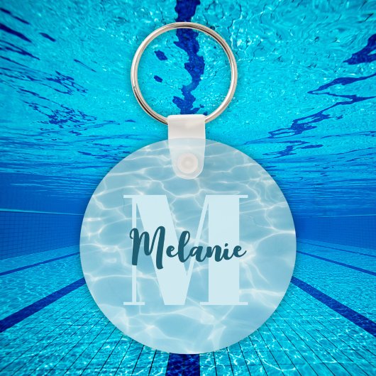 Personalisiertes Monogram Blue Swimming Pool Moder Schlüsselanhänger