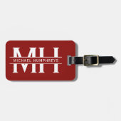 Personalisiertes Monogram Burgundy Gepäck Gepäckanhänger (Vorderseite horizontal)