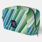Personalisiertes Monogram Dopp Kit - Blau grün Waschbeutel (Rechte Ecke)