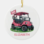 Personalisiertes Monogram Feminine Golf Cart Keramik Ornament (Vorne)