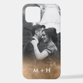 Personalisiertes Monogram Gold Ombre-Foto iPhone 16 Hülle