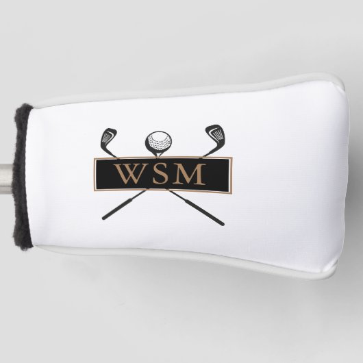 Personalisiertes Monogram Gold und Black Stylish Golf Headcover (Vorderseite)