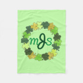 Personalisiertes Monogram Green Irish Kleeblatt Wr Fleecedecke (Vorderseite)