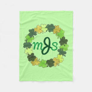 Personalisiertes Monogram Green Irish Kleeblatt Wr Fleecedecke