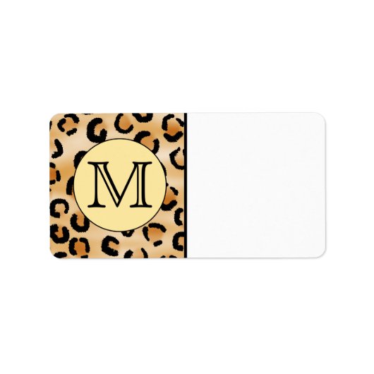 Personalisiertes Monogram Leopard Druckmuster. Adressaufkleber (Vorne)