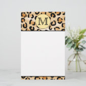 Personalisiertes Monogram Leopard-Druckmuster Briefpapier (Stehend Vorderseite)