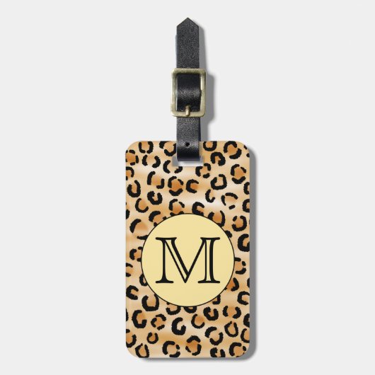 Personalisiertes Monogram Leopard-Druckmuster Gepäckanhänger (Vorderseite vertikal)