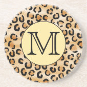 Personalisiertes Monogram Leopard Druckmuster. Getränkeuntersetzer (Vorne)
