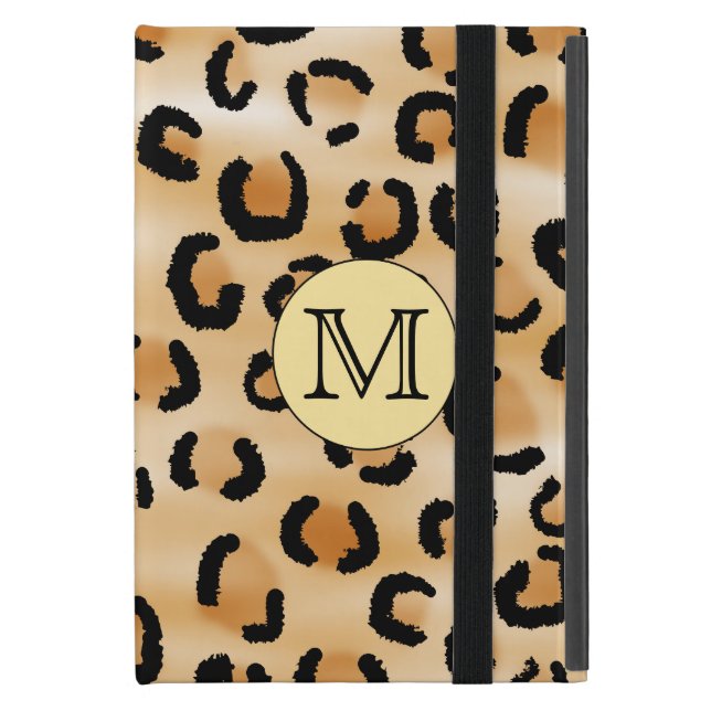 Personalisiertes Monogram Leopard-Druckmuster iPad Mini Hülle (Vorderseite Geschlossen)