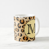 Personalisiertes Monogram Leopard-Druckmuster Kaffeetasse (VorderseiteRechts)