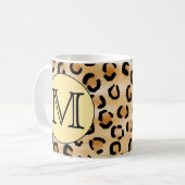 Personalisiertes Monogram Leopard-Druckmuster Kaffeetasse (Vorderseite Links)