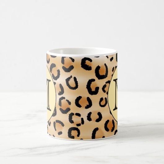 Personalisiertes Monogram Leopard-Druckmuster Kaffeetasse (Mittel)