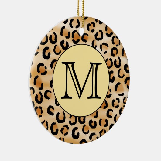 Personalisiertes Monogram Leopard-Druckmuster Keramikornament (Rechts)