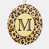 Personalisiertes Monogram Leopard-Druckmuster Keramikornament (Links)