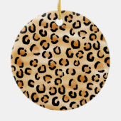 Personalisiertes Monogram Leopard-Druckmuster Keramikornament (Hinten)
